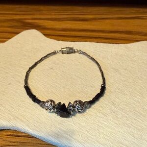 Elegant Black and Silver Beaded Bracelet